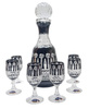 Black crystal glass set with decanter French 6+1