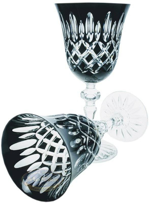 Czarne kryształowe kieliszki do wina 170 ml Krata Oliwka