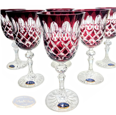 Ruby crystal wine glasses 220 ml Olive grate