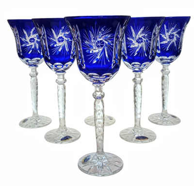 Cobalt crystal wine glasses 280 ml Olive Mill