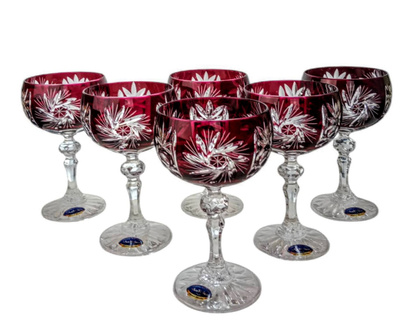 Rubinowe kryształowe kieliszki do szampana 150ml Młynek Oliwka