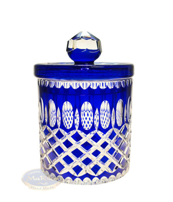 Kobaltowa kryształowa Bomboniera Krata Oliwka