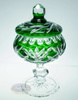 Szmaragdowa  kryształowa Cukiernica  10 cm  Ananas