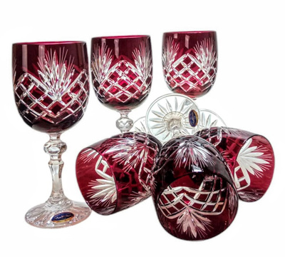 Rubinowe kryształowe kieliszki do wina 240 ml Ananas