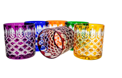 Coloured crystal whisky glasses 280 ml Crate Olive