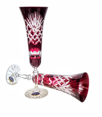 Rubinowe kryształowe kieliszki do szampana 170 ml Ananas