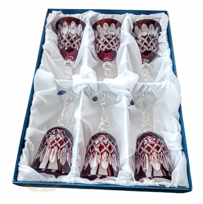 Ruby crystal wine glasses 220 ml Olive grate