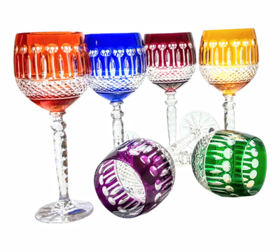 Coloured crystal wine glasses 280ml French