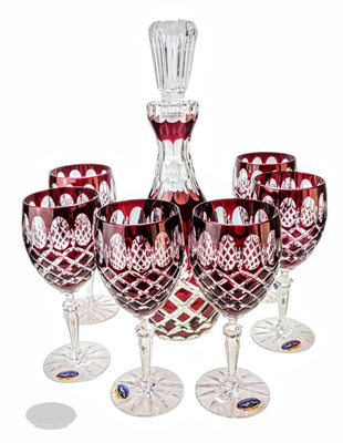 Ruby Crystal Wine Set Crate Olive 6+1