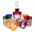 Set di whisky in cristallo colorato Olive Crate