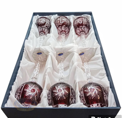 Rubinowe kryształowe kieliszki do wina 280ml Młynek Oliwka