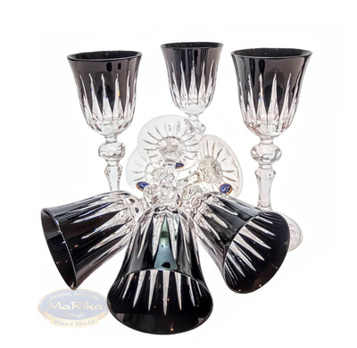 Czarne kryształowe kieliszki do likieru 60 ml Linia