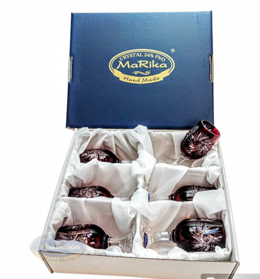 Rubinowe kryształowe kieliszki do wódki 25ml