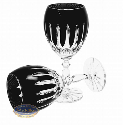 Black crystal liqueur glasses 60ml Line 6 pieces