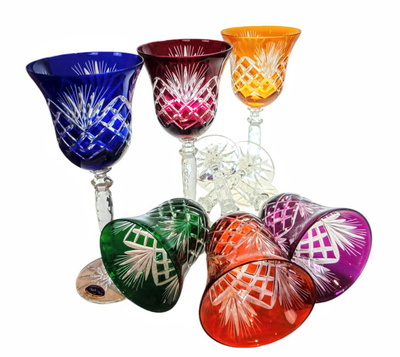 Coloured crystal wine glasses 280 ml Pineapple