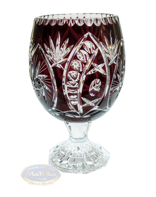 Kryształowy Rubinowy wazon na nodze Młynek Oliwka