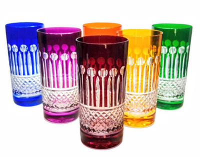 Kolorowe kryształowe szklanki do wody i drinków 320ml Francuskie