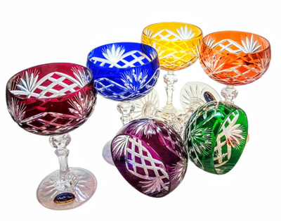 Kolorowe kryształowe kieliszki do szampana 150ml Ananas