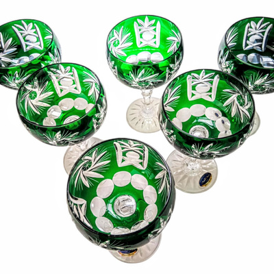 Emerald crystal champagne glasses 150ml Olive Mill