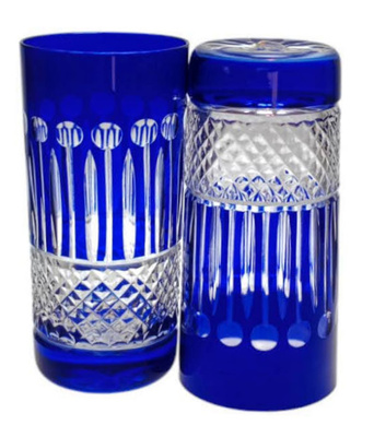 Kobaltowe kryształowe szklanki do wody i drinków 320ml Francuski