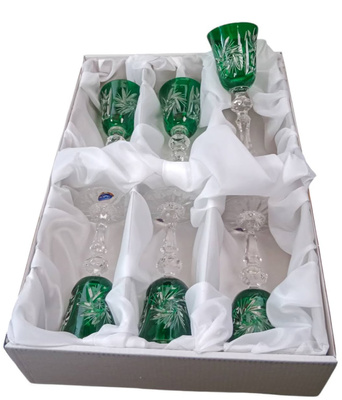 Emerald crystal liqueur glasses 60ml Olive Mill 6 pieces