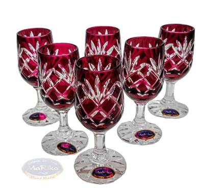 Rubinowe kryształowe kieliszki do wódki 25 ml Ananas