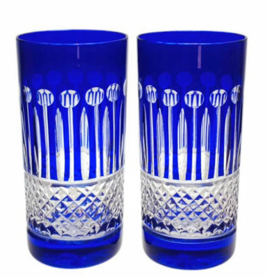 Black crystal water and drink glasses 320ml French