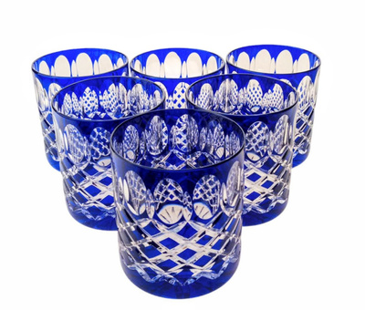 Cobalt crystal whisky glasses 280ml Crate Olive