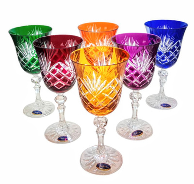 Coloured crystal wine glasses 220 ml Pineapple