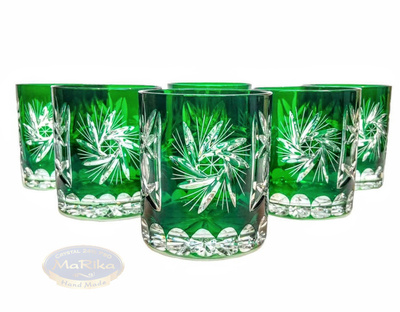 Emerald crystal whisky glasses 280ml Olive Mill