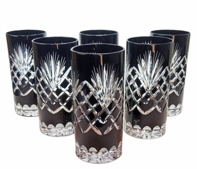 Black crystal glasses for water and drinks 320 ml Pineapple