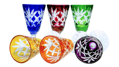 Coloured crystal vodka glasses 40 ml Pineapple