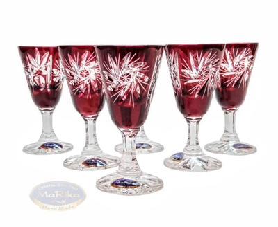 Ruby crystal vodka glasses 40 ml Olive Mill