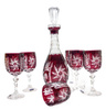 Rubinowy kryształowy zestaw do wina 6+1