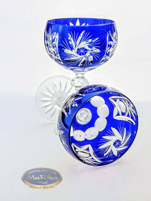 Kobaltowe kryształowe kieliszki do szampana 150ml Młynek Oliwka