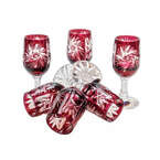 Rubinowe  kryształowe kieliszki do wódki 25ml