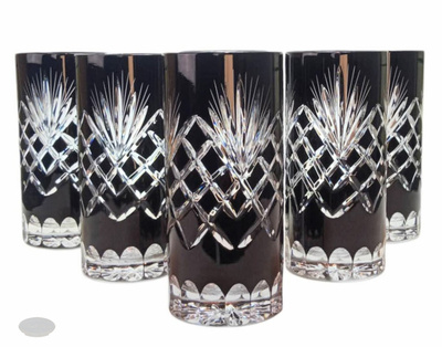 Black crystal glasses for water and drinks 320 ml Pineapple