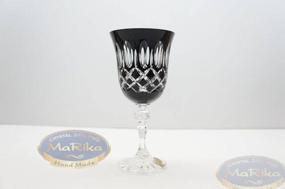 Black crystal wine glasses 220ml Crate Olive