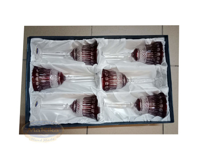 Rubinowe kryształowe kieliszki do wina 280 ml Francuski