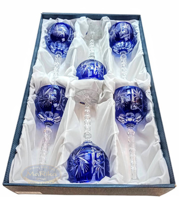 Cobalt crystal wine glasses 280ml Olive Mill