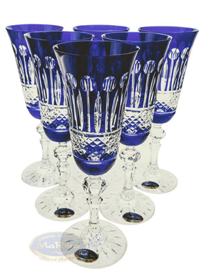 Cobalt crystal champagne glasses 150 ml French