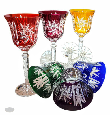 Coloured crystal wine glasses 280ml Olive Mill