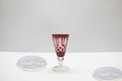 Rubinowe kryształowe kieliszki do wódki 40ml Krata Oliwka