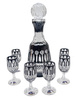 Black crystal glass set with decanter French 6+1