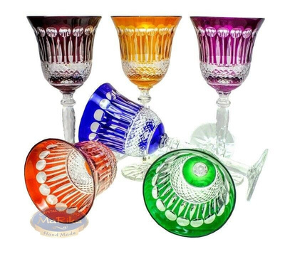 Kolorowe kryształowe kieliszki do wina 280 ml Francuski