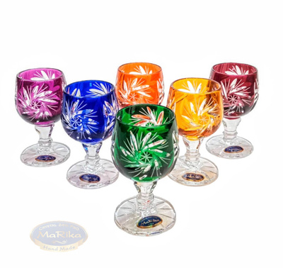 Coloured crystal vodka glasses 40 ml