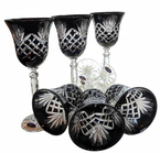 Black crystal wine glasses 280 ml Pineapple