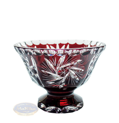 Rubinowa kryształowa misa na owoce 16 cm Młynek Oliwka