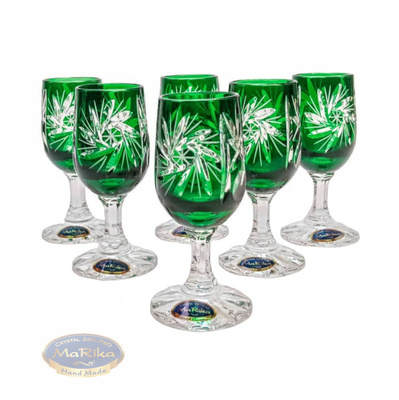 Szmaragdowe kryształowe kieliszki do wódki 25ml