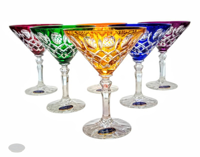 Coloured crystal martini glasses 110ml